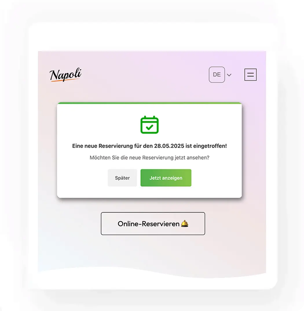 Benachrichtigung bei neuer Reservierung